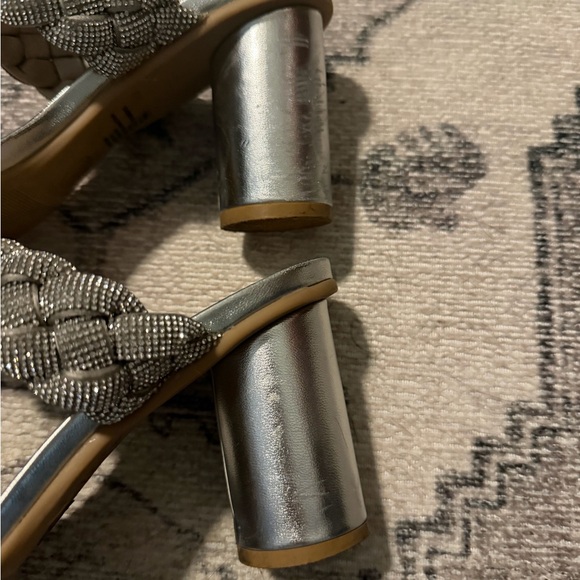 A New Day Silver Rhinestone Braided Block Heel Sandals | Size 6 - Picture 8 of 11